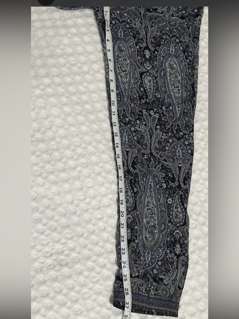 Calypso St. Barth Silk Pants Cropped Pull On Jogger Stretch Gray Paisley Size M - Picture 10 of 11